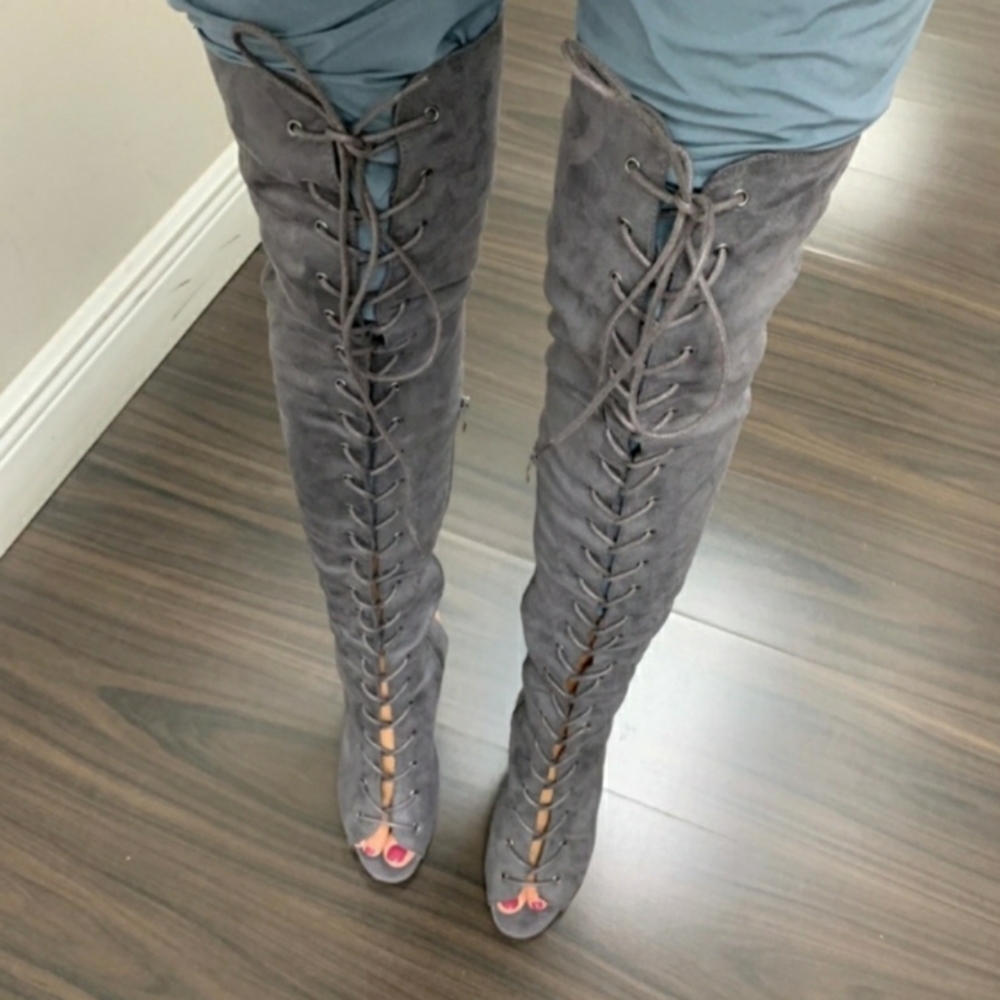 Gray boots
